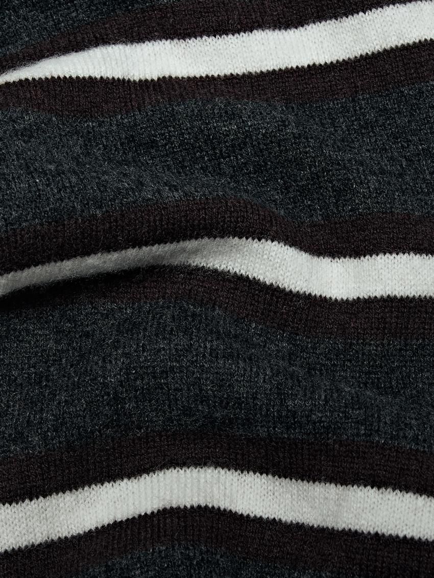 Massimo Dutti Thin Striped Wool Blend Women Scarf Dark Blue / White | US-BQ1083469