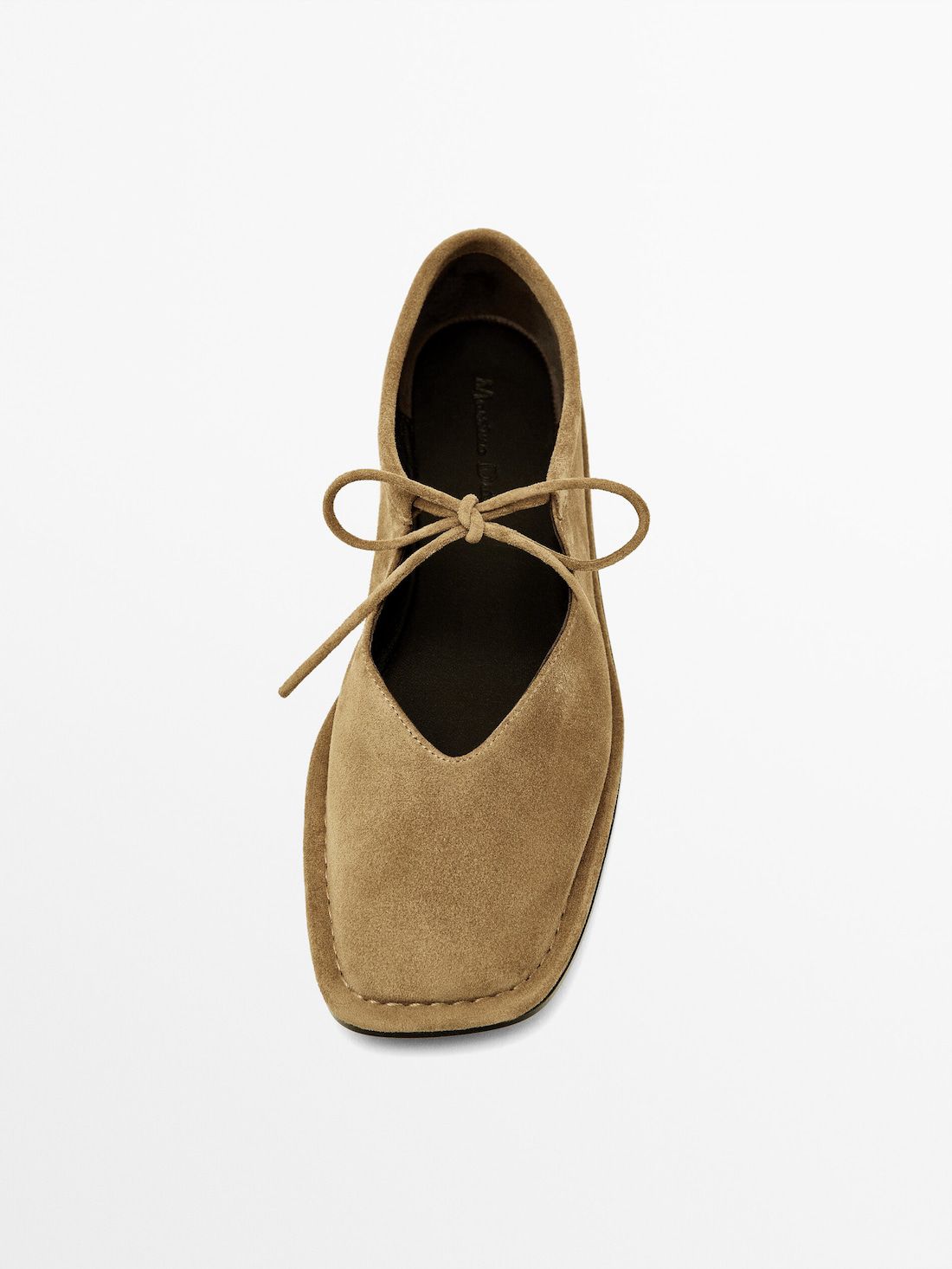 Massimo Dutti Tied Split Suede Women Ballet Flats Brown | US-IX6594108
