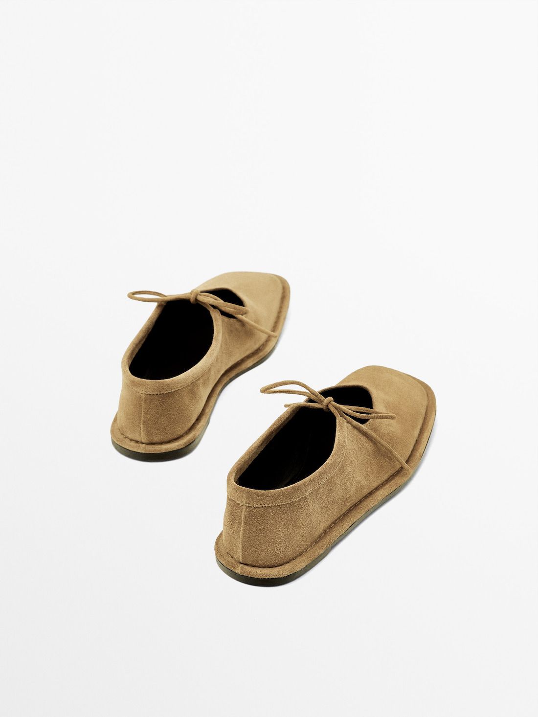 Massimo Dutti Tied Split Suede Women Ballet Flats Brown | US-IX6594108