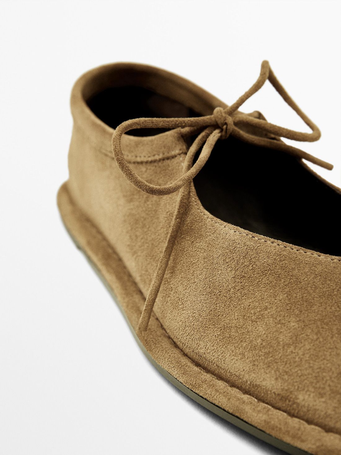 Massimo Dutti Tied Split Suede Women Ballet Flats Brown | US-IX6594108