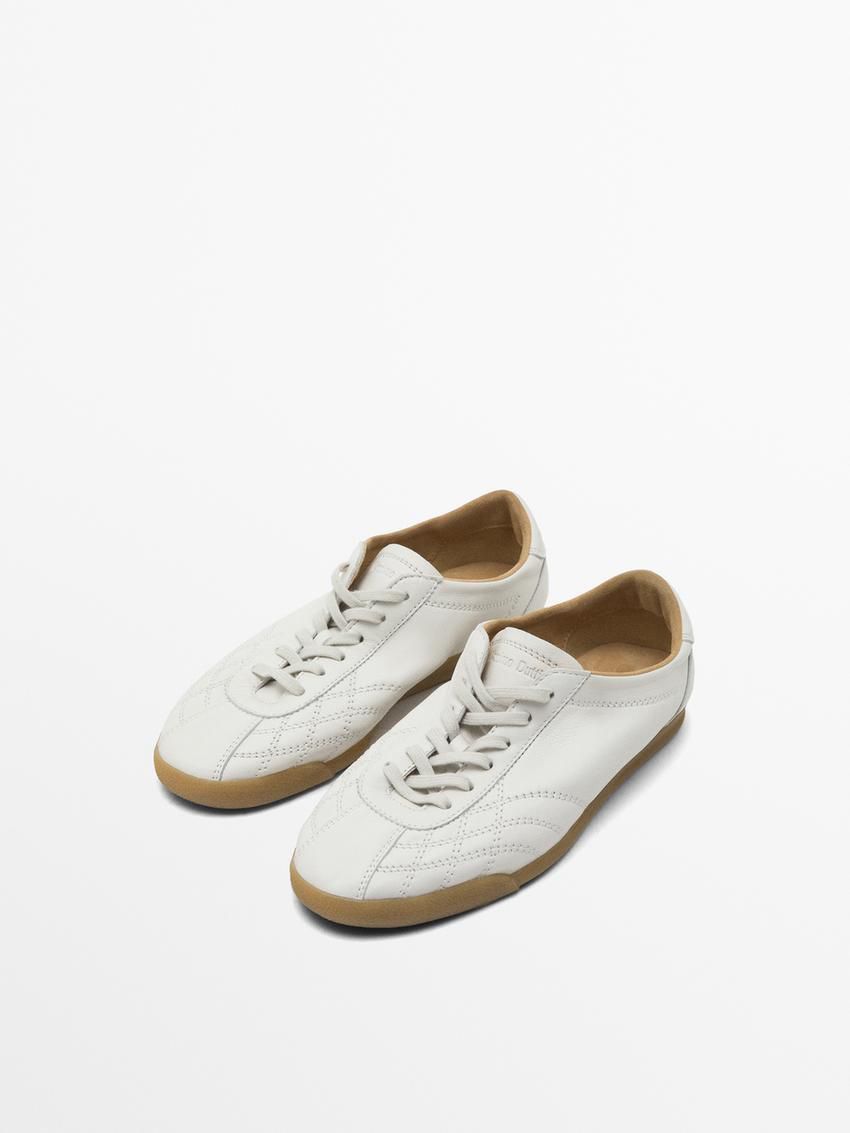 Massimo Dutti Topstitched Women Sneakers White | US-DL7612509