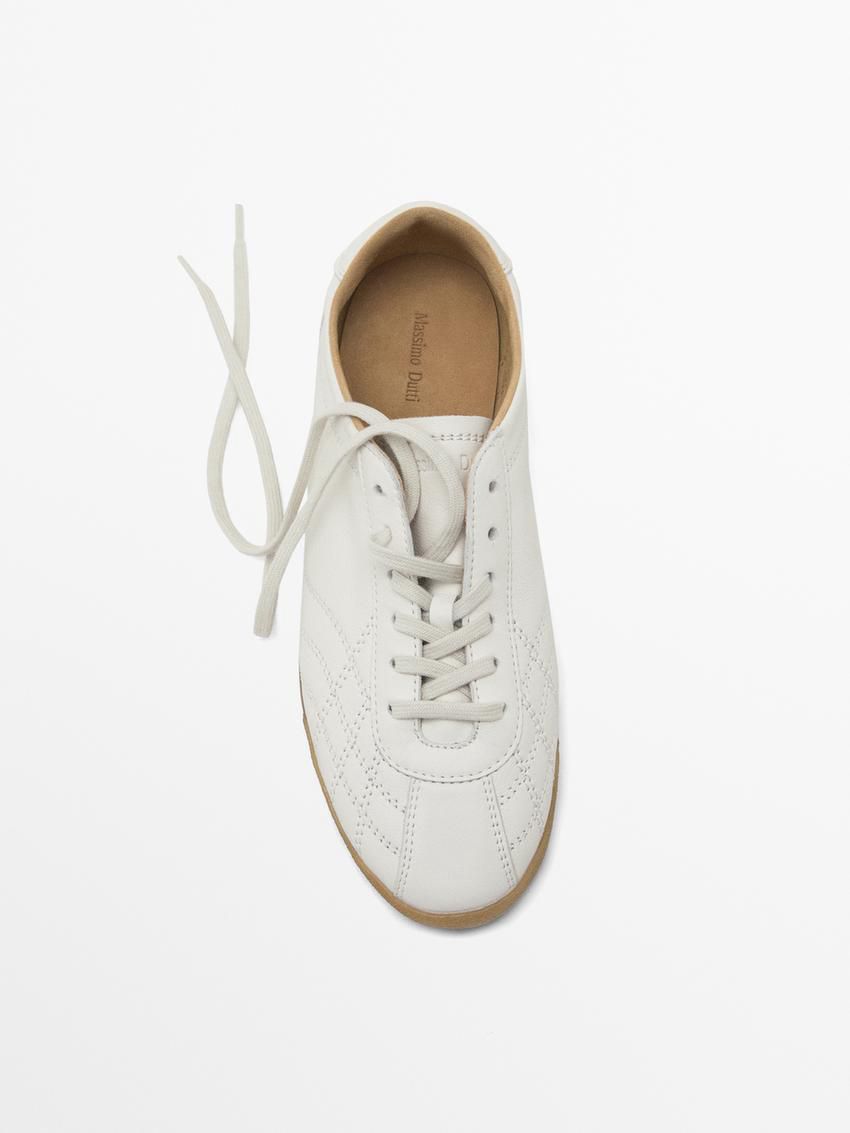 Massimo Dutti Topstitched Women Sneakers White | US-DL7612509