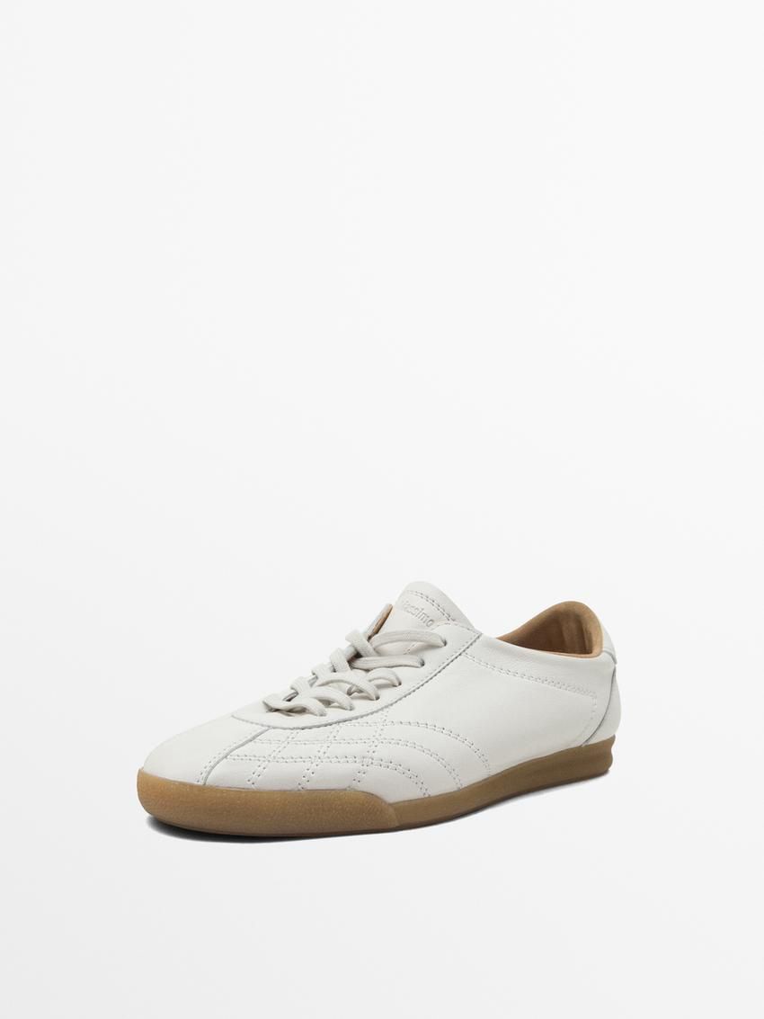 Massimo Dutti Topstitched Women Sneakers White | US-DL7612509