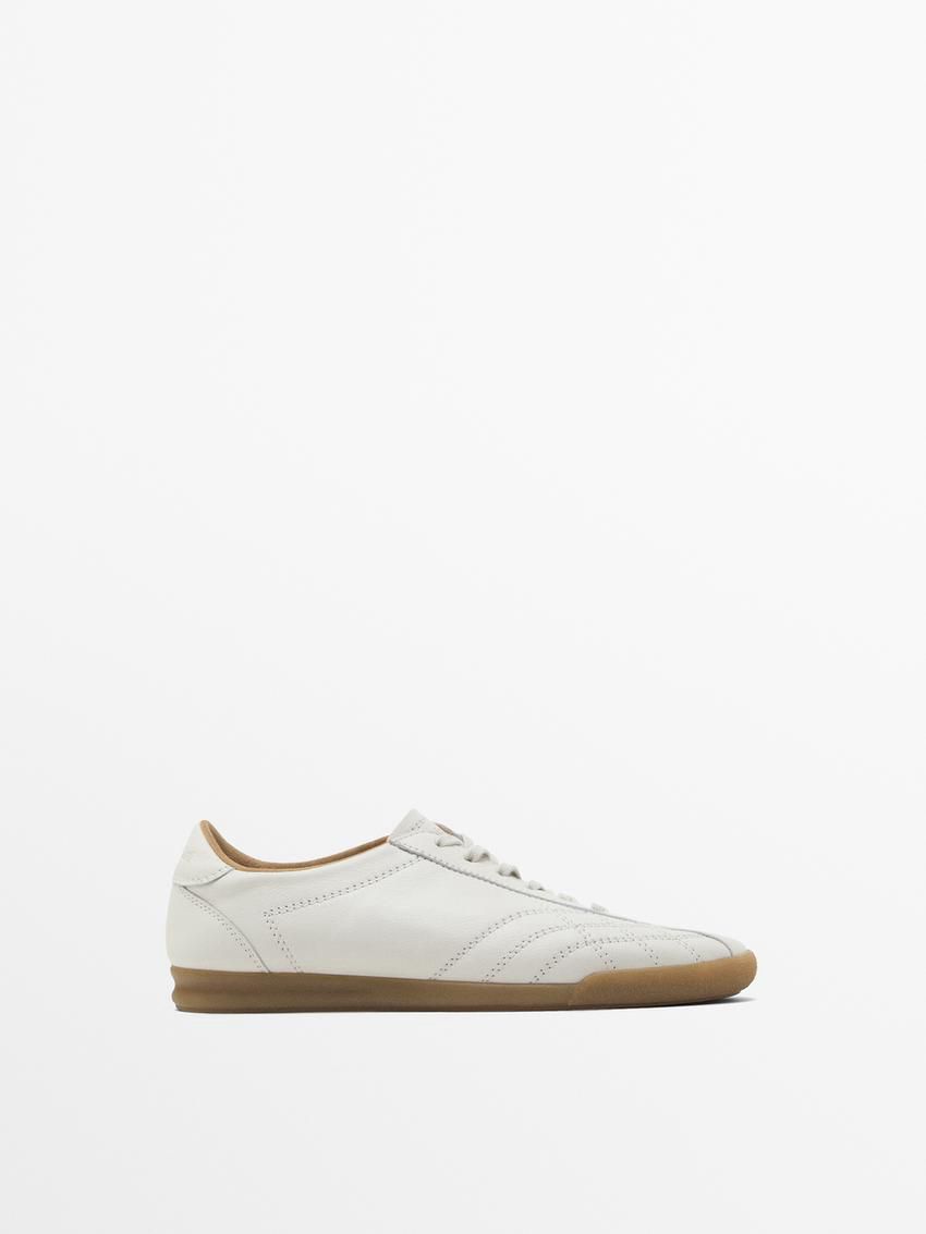 Massimo Dutti Topstitched Women Sneakers White | US-DL7612509