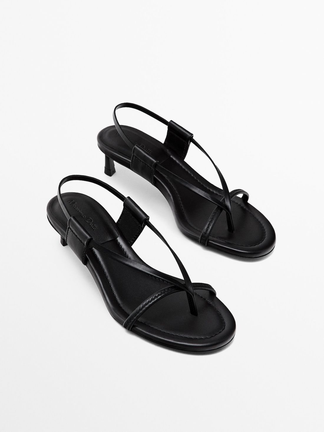 Massimo Dutti Topstitching Women Heeled Sandals Black | US-HU2859047