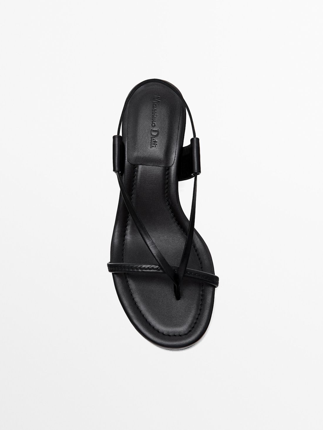 Massimo Dutti Topstitching Women Heeled Sandals Black | US-HU2859047