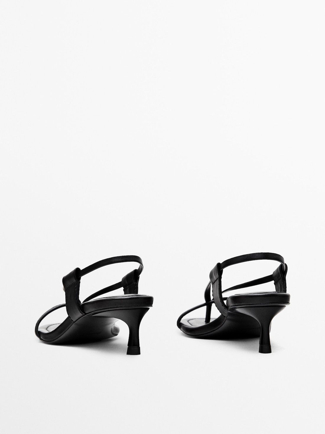 Massimo Dutti Topstitching Women Heeled Sandals Black | US-HU2859047