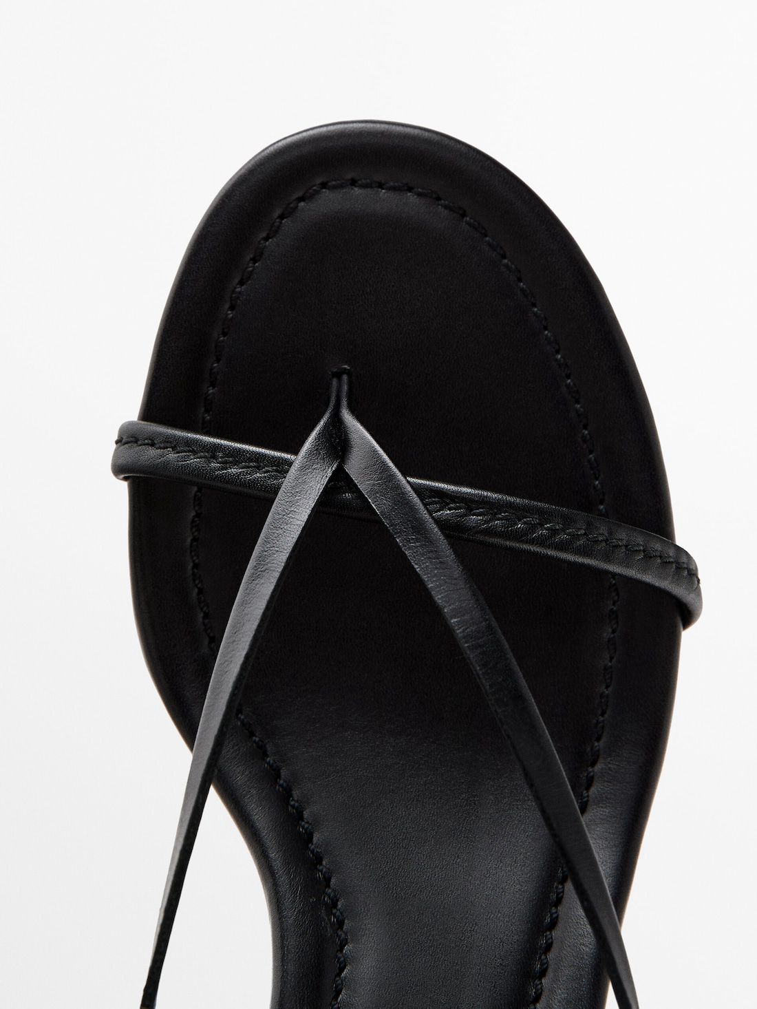 Massimo Dutti Topstitching Women Heeled Sandals Black | US-HU2859047