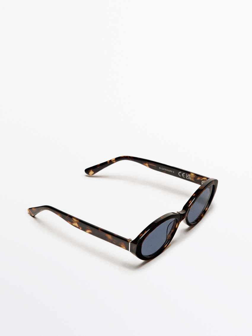 Massimo Dutti Tortoiseshell-effect Oval Women Sunglasses Brown | US-FG9234865