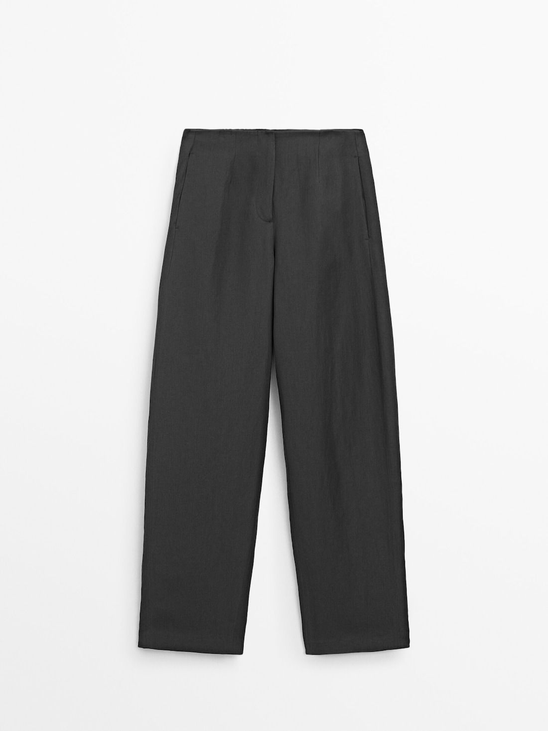 Massimo Dutti Total Look Linen Blend Suit Women Trousers Black | US-IG6409175