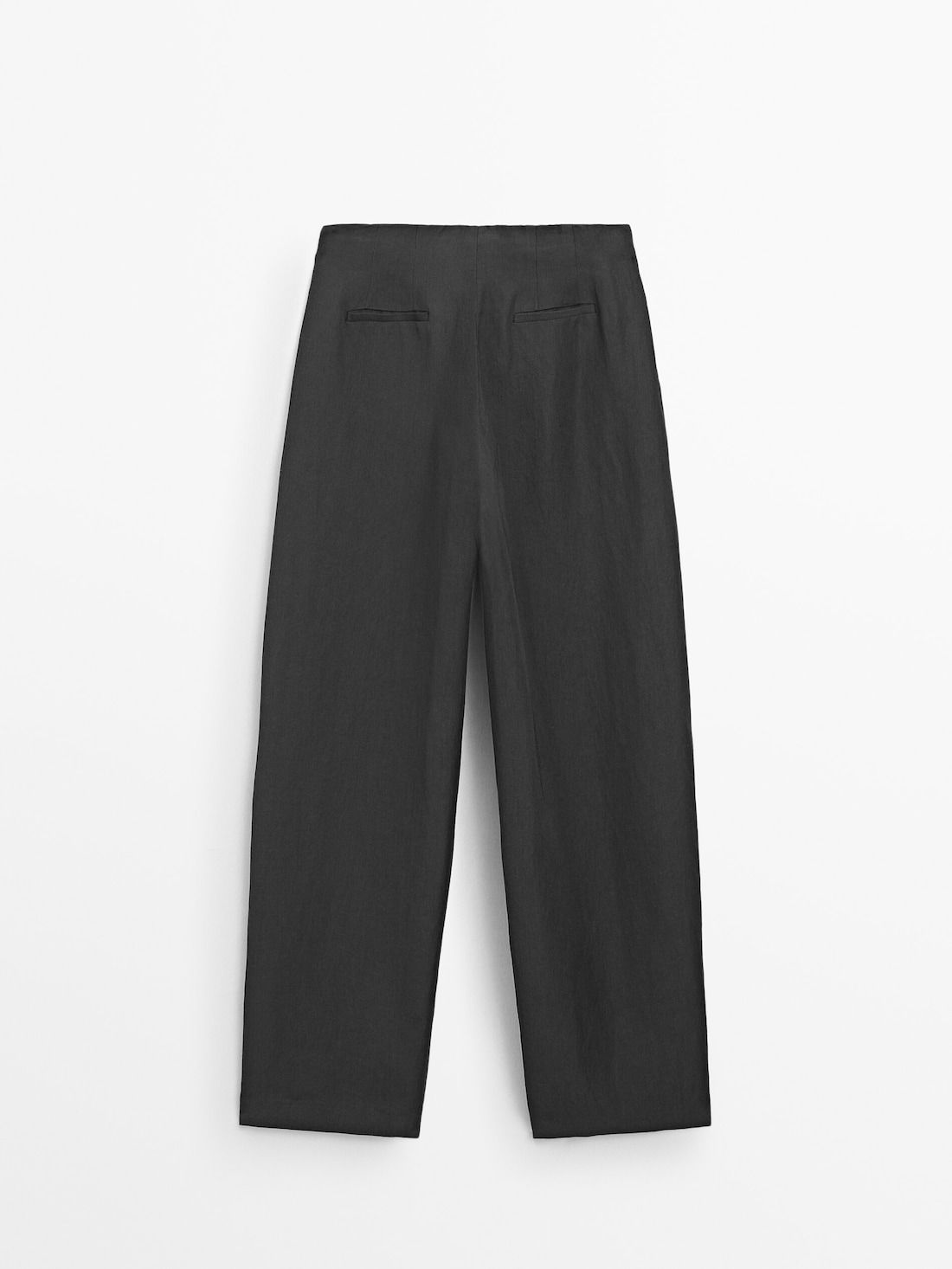 Massimo Dutti Total Look Linen Blend Suit Women Trousers Black | US-IG6409175