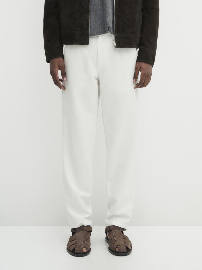 Massimo Dutti Trousers With Side Pocket Detail Men Trousers White | US-GW3029458