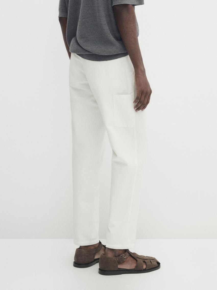 Massimo Dutti Trousers With Side Pocket Detail Men Trousers White | US-GW3029458