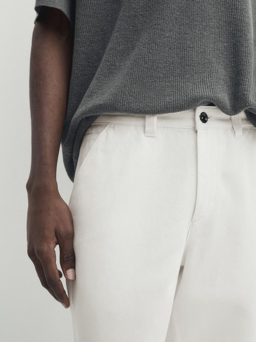 Massimo Dutti Trousers With Side Pocket Detail Men Trousers White | US-GW3029458