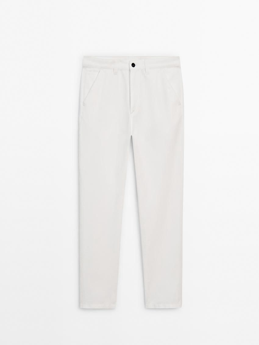Massimo Dutti Trousers With Side Pocket Detail Men Trousers White | US-GW3029458