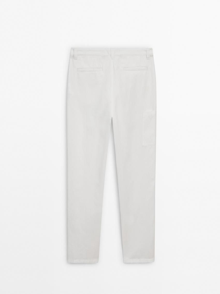 Massimo Dutti Trousers With Side Pocket Detail Men Trousers White | US-GW3029458
