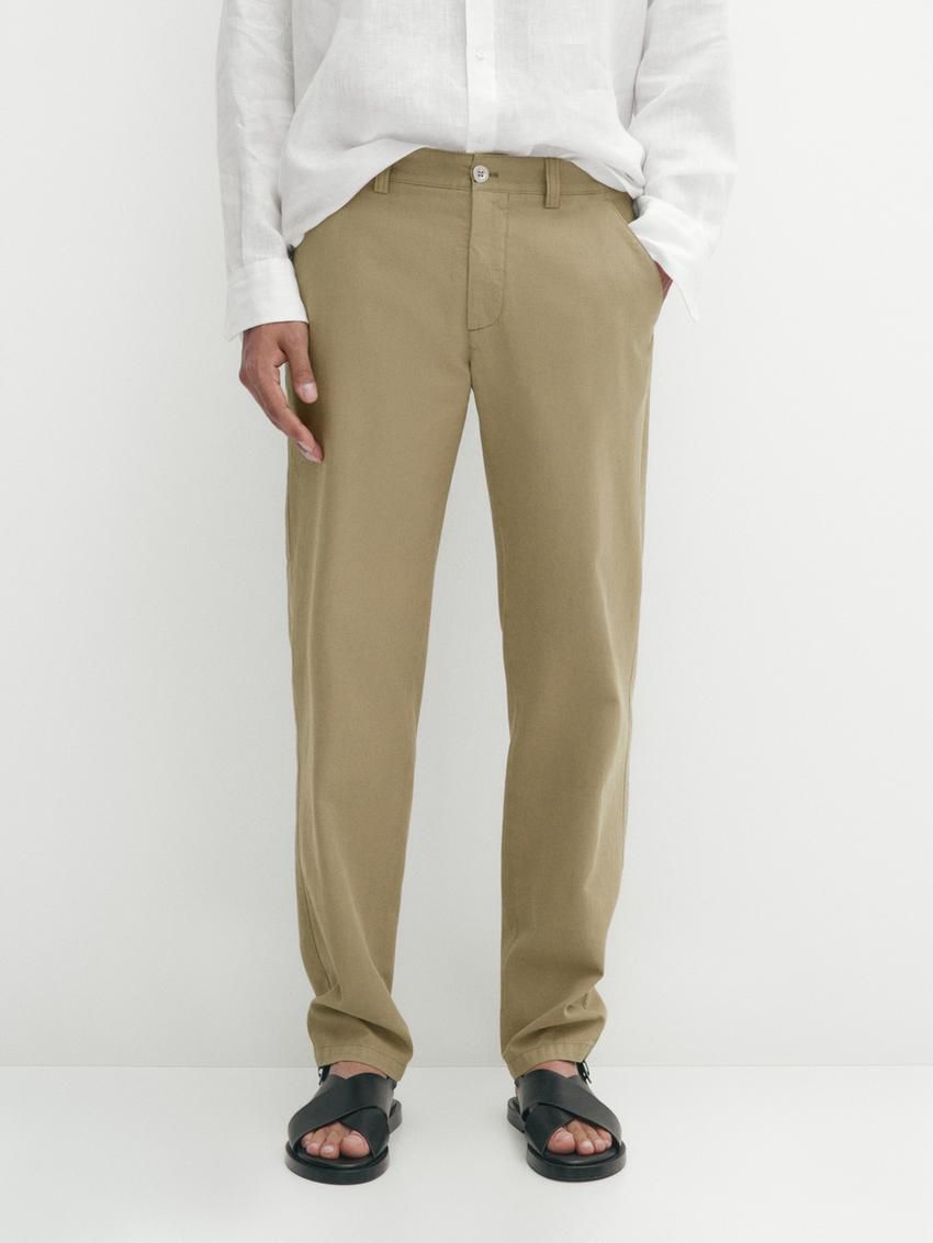 Massimo Dutti Trousers With Side Pocket Detail Men Trousers Green | US-QU0138697