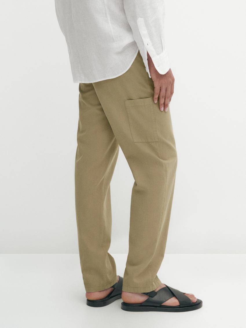 Massimo Dutti Trousers With Side Pocket Detail Men Trousers Green | US-QU0138697