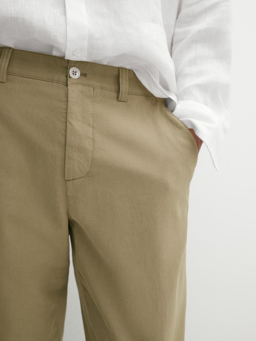 Massimo Dutti Trousers With Side Pocket Detail Men Trousers Green | US-QU0138697