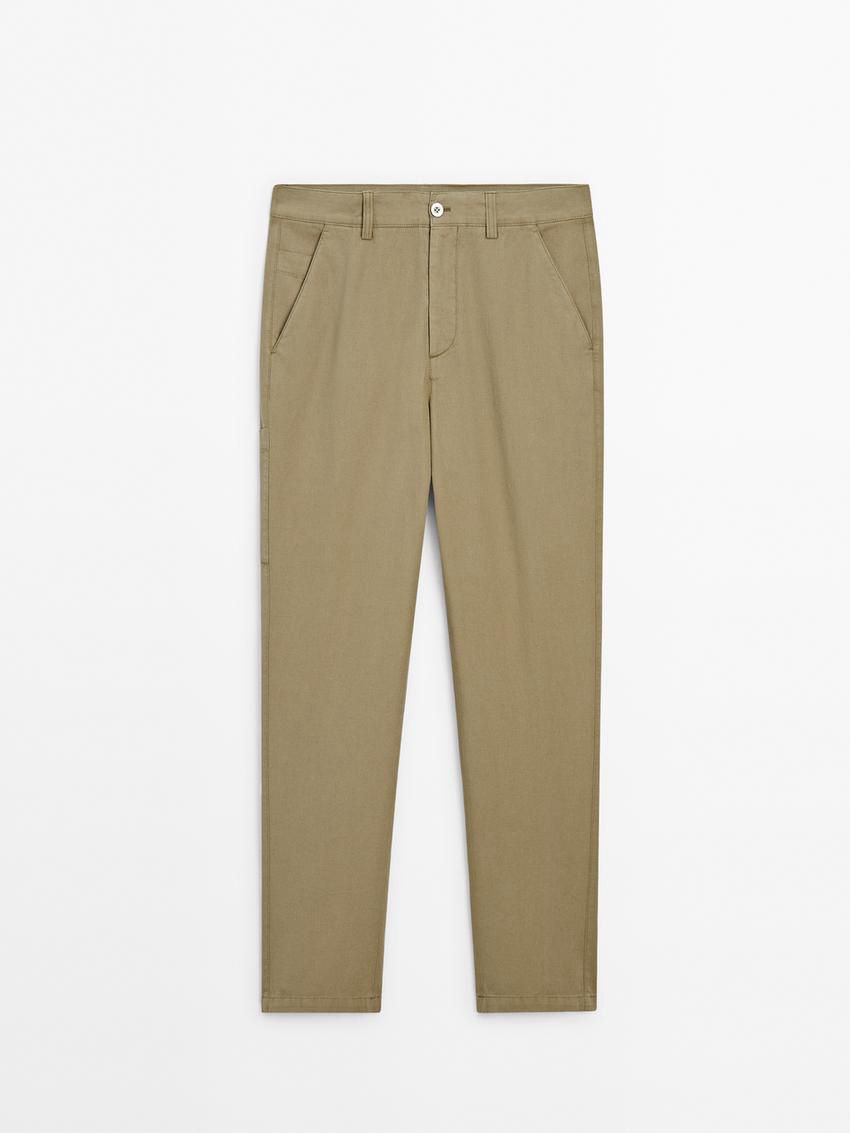 Massimo Dutti Trousers With Side Pocket Detail Men Trousers Green | US-QU0138697
