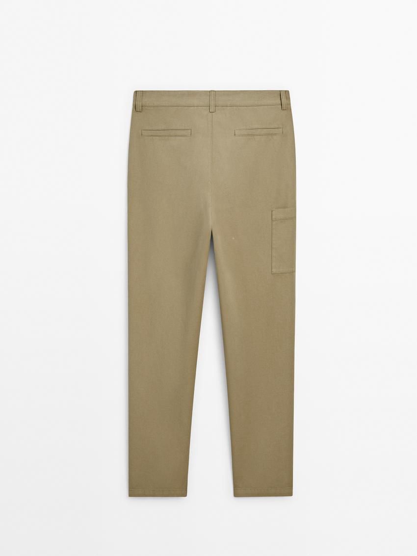 Massimo Dutti Trousers With Side Pocket Detail Men Trousers Green | US-QU0138697