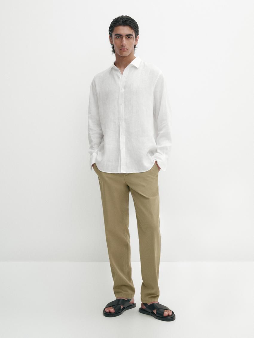 Massimo Dutti Trousers With Side Pocket Detail Men Trousers Green | US-QU0138697