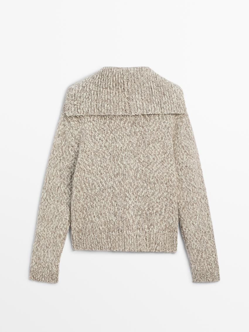 Massimo Dutti Twill Knit With Button Detail Women Cardigan Beige | US-PE9418675