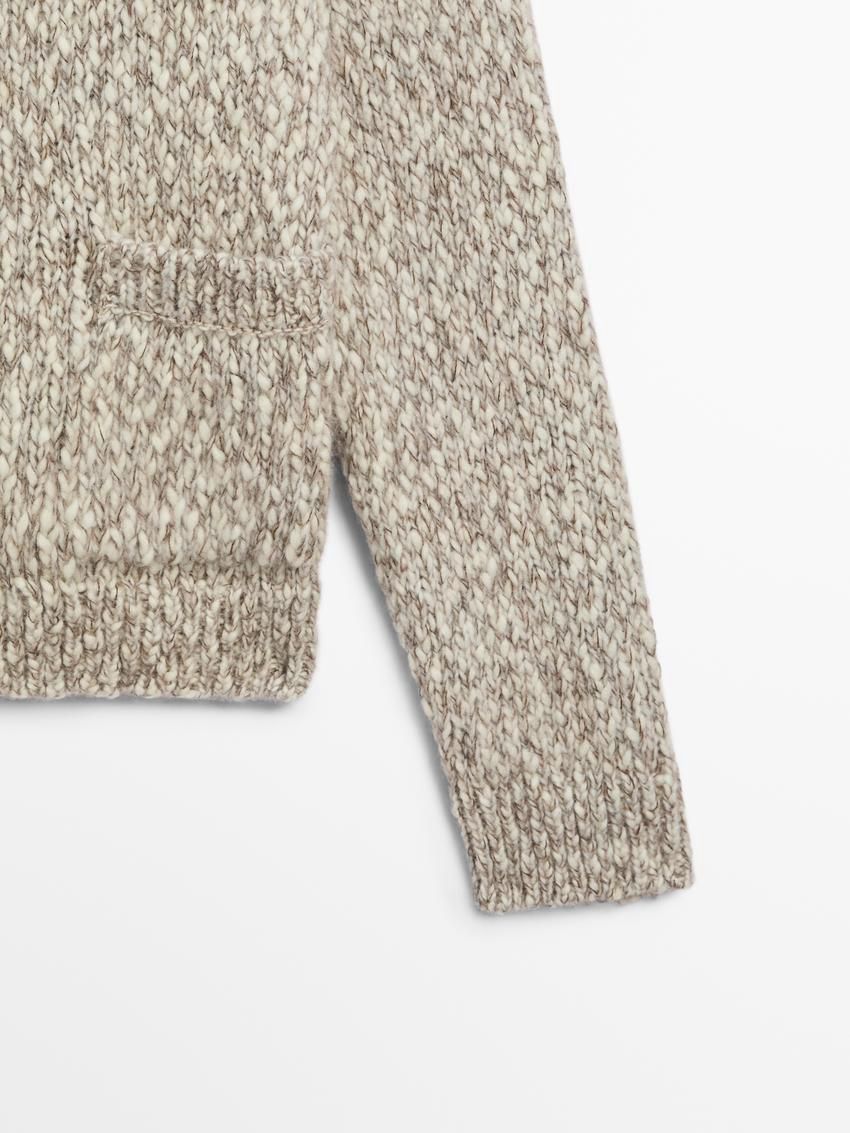 Massimo Dutti Twill Knit With Button Detail Women Cardigan Beige | US-PE9418675