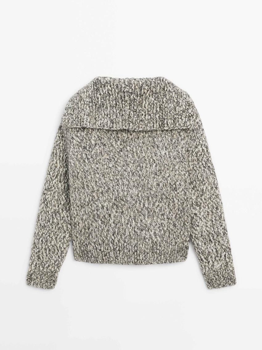 Massimo Dutti Twill Knit With Button Detail Women Cardigan Grey | US-BM7895340