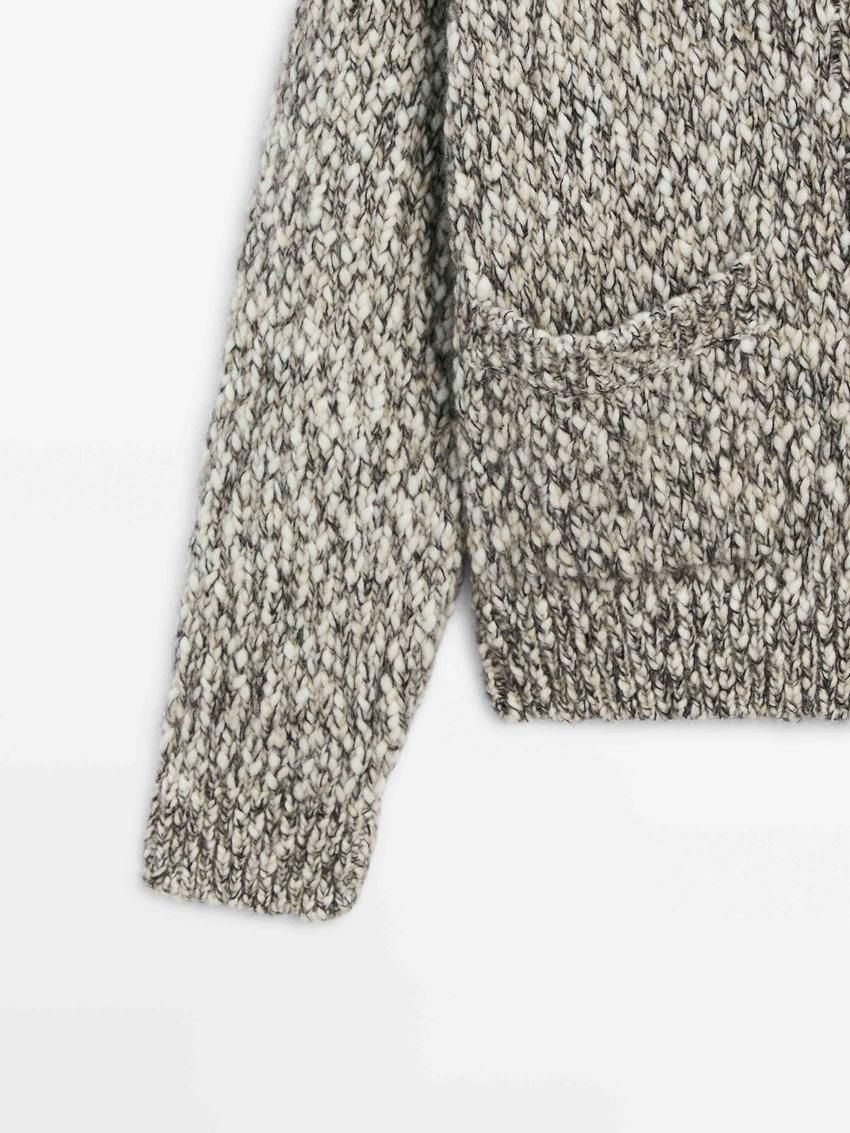 Massimo Dutti Twill Knit With Button Detail Women Cardigan Grey | US-BM7895340