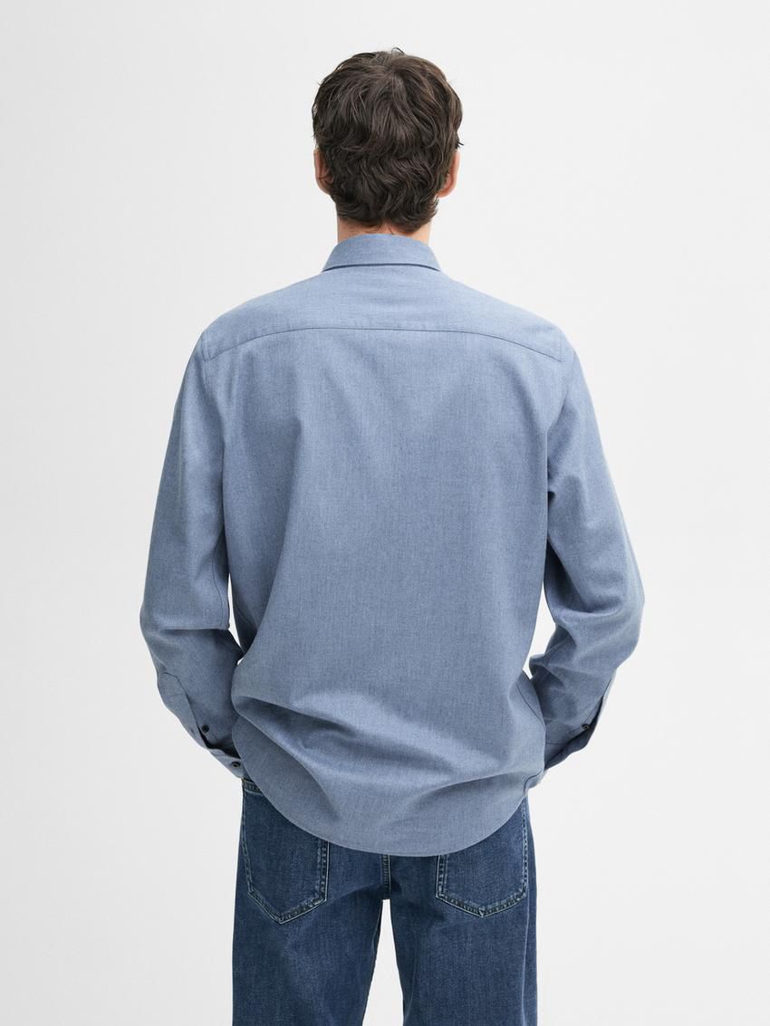 Massimo Dutti Twill Regular Fit Cotton Men Shirts Blue | US-FP7839601