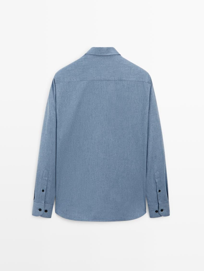 Massimo Dutti Twill Regular Fit Cotton Men Shirts Blue | US-FP7839601