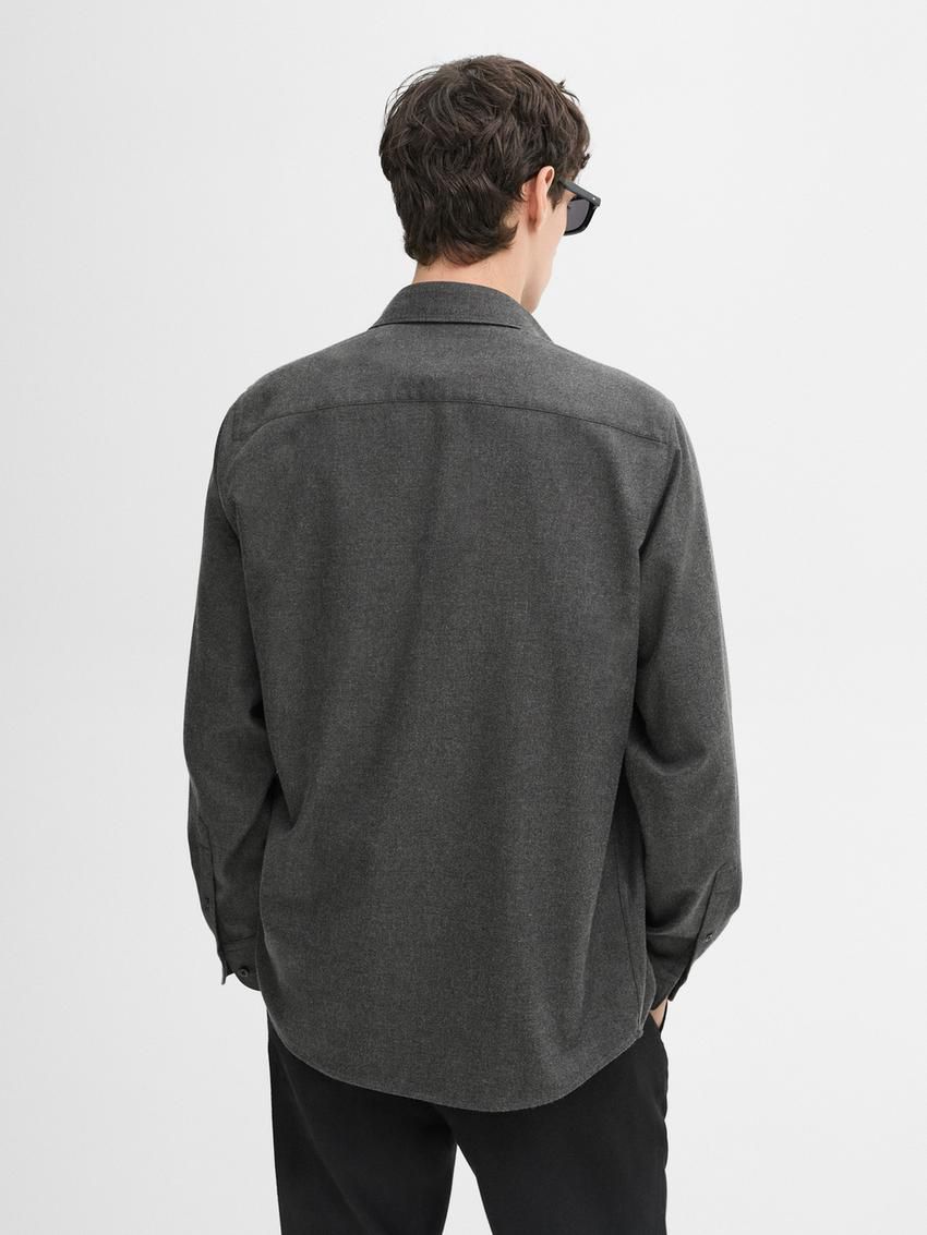 Massimo Dutti Twill Regular Fit Cotton Men Shirts Dark Grey | US-UM0615973