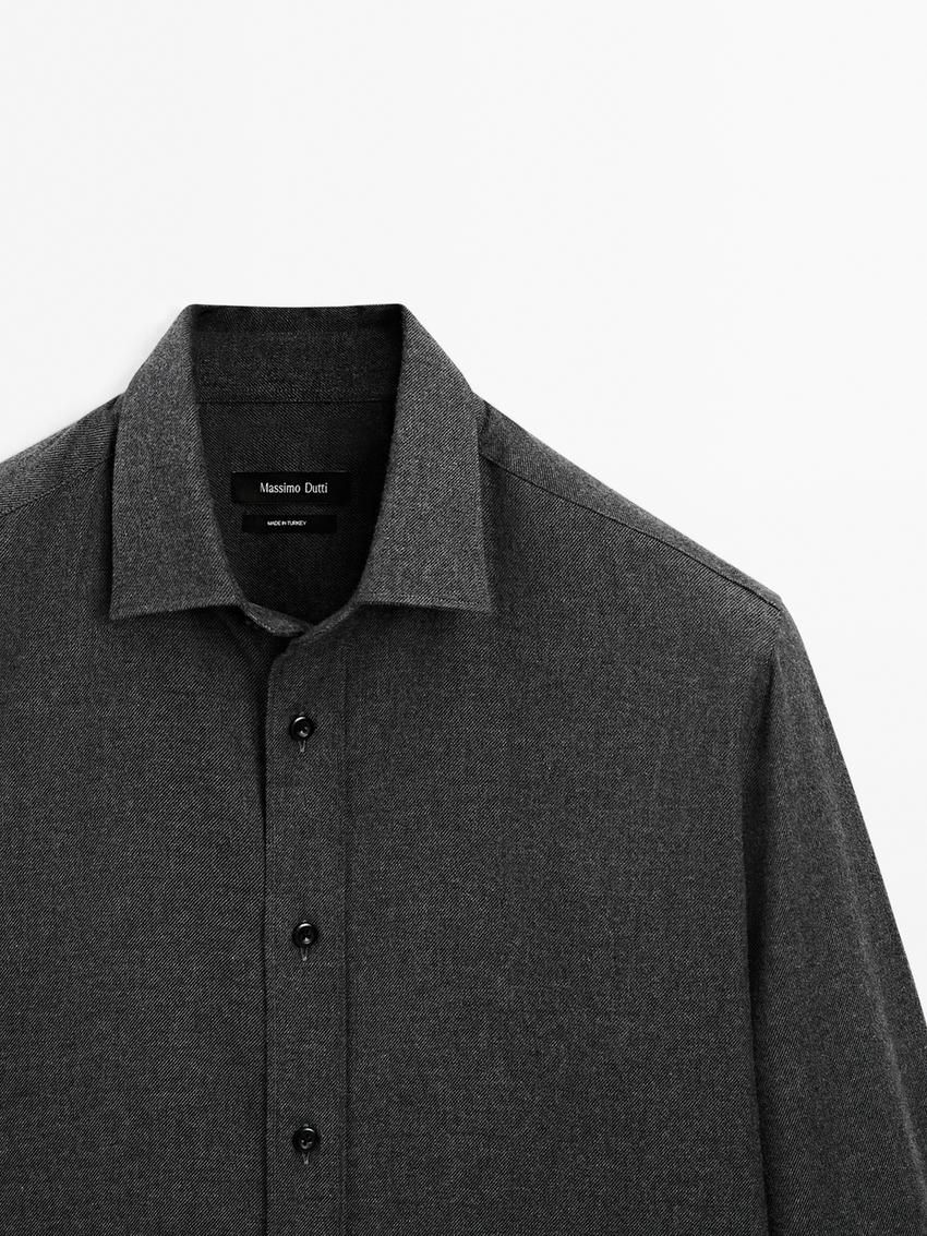 Massimo Dutti Twill Regular Fit Cotton Men Shirts Dark Grey | US-UM0615973