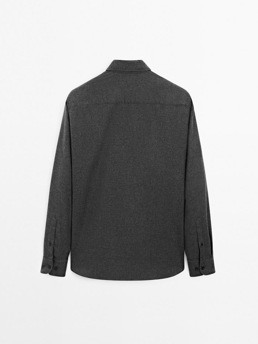Massimo Dutti Twill Regular Fit Cotton Men Shirts Dark Grey | US-UM0615973