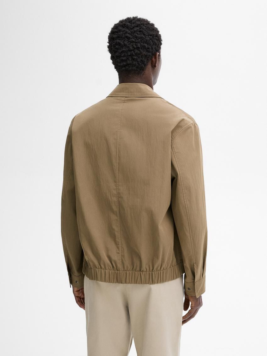 Massimo Dutti Twill Snap Button Men Jacket Brown | US-FK5426071