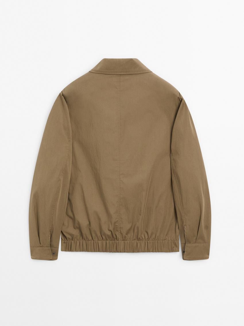 Massimo Dutti Twill Snap Button Men Jacket Brown | US-FK5426071