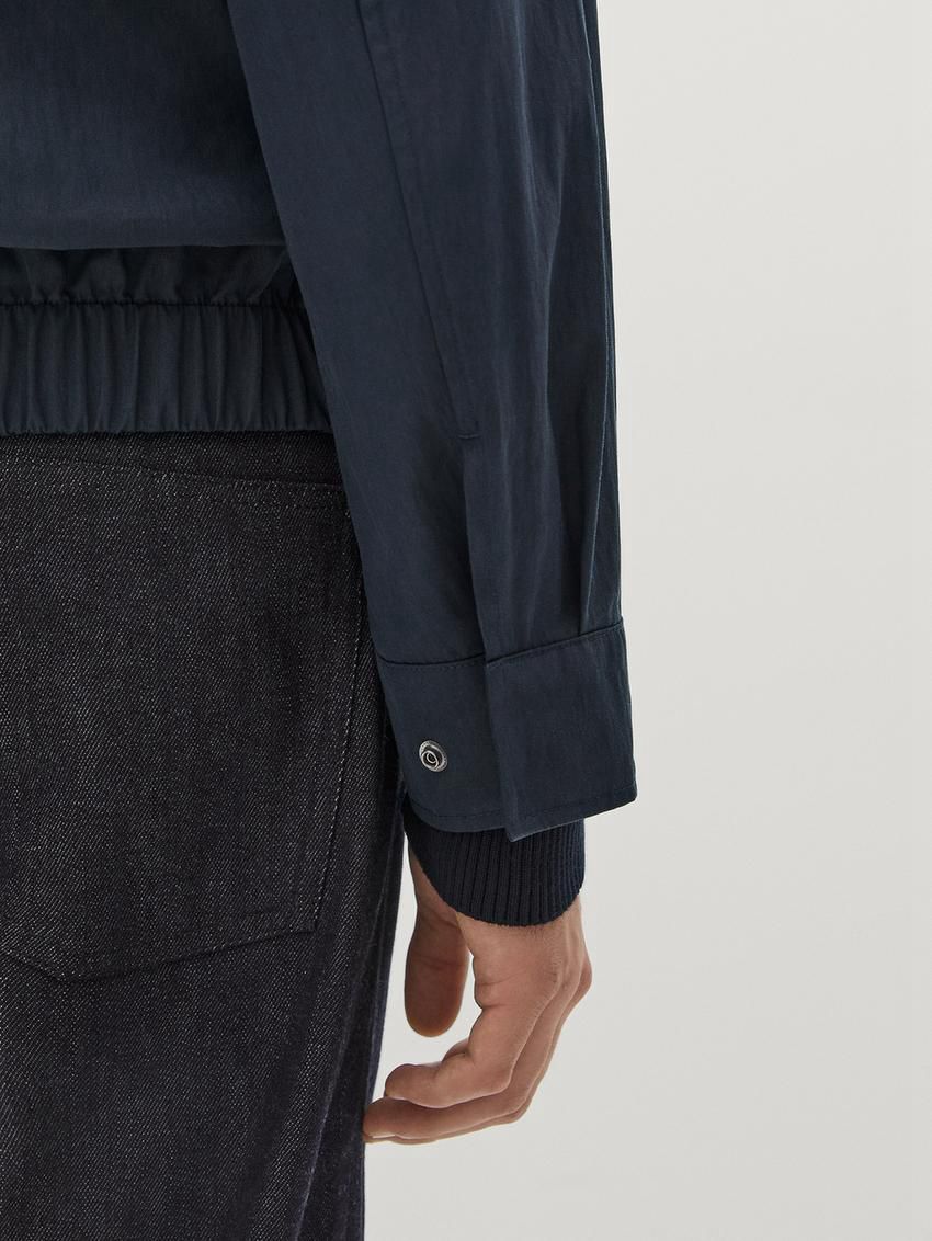 Massimo Dutti Twill Snap Button Men Jacket Navy | US-PK1964320