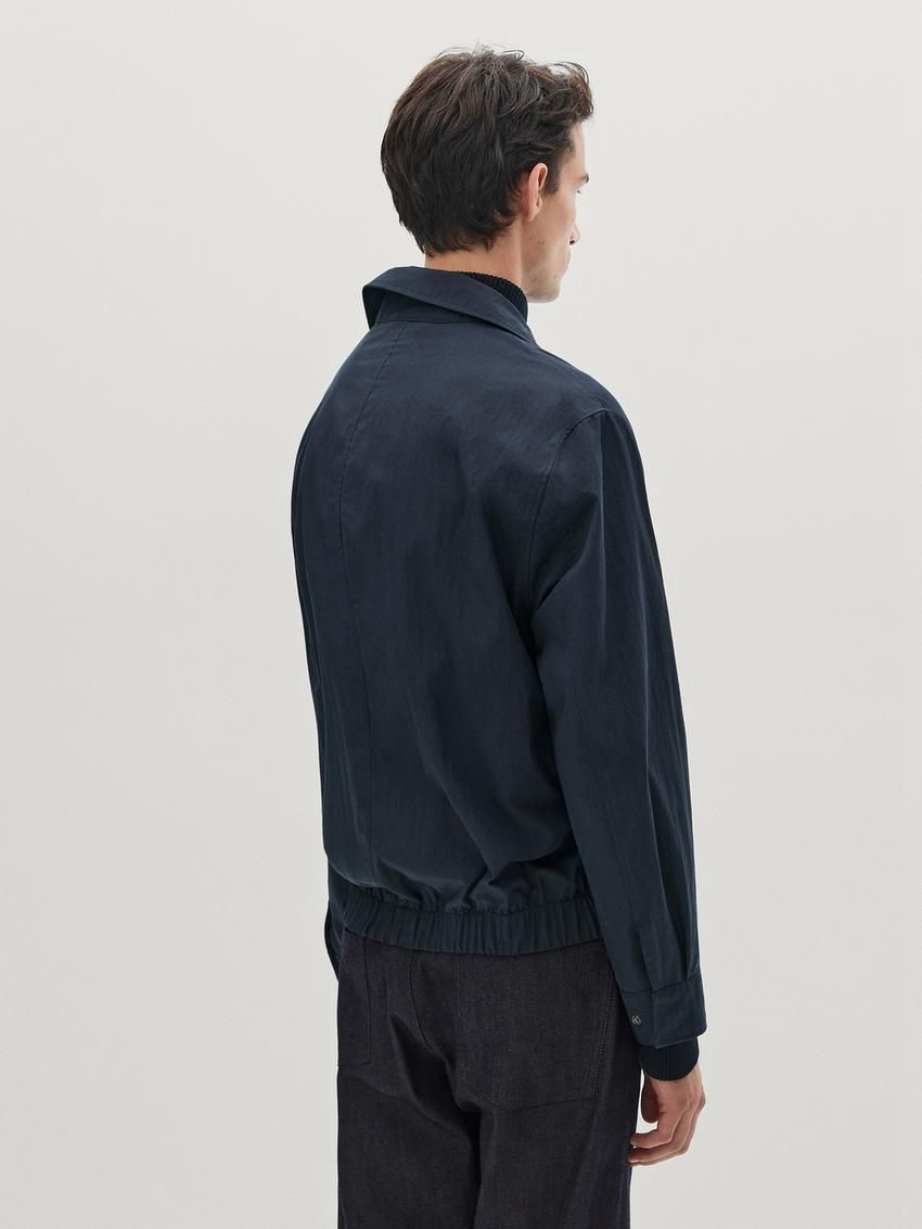 Massimo Dutti Twill Snap Button Men Jacket Navy | US-PK1964320