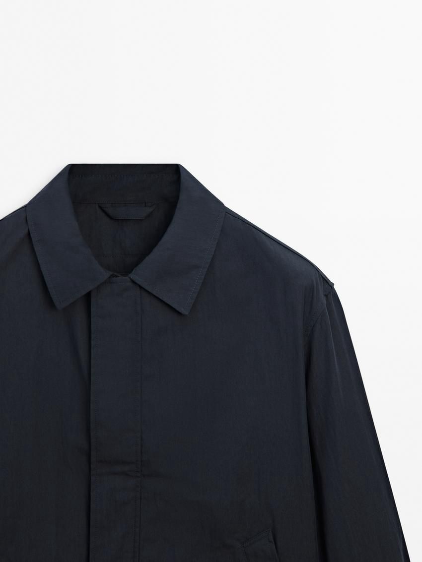 Massimo Dutti Twill Snap Button Men Jacket Navy | US-PK1964320