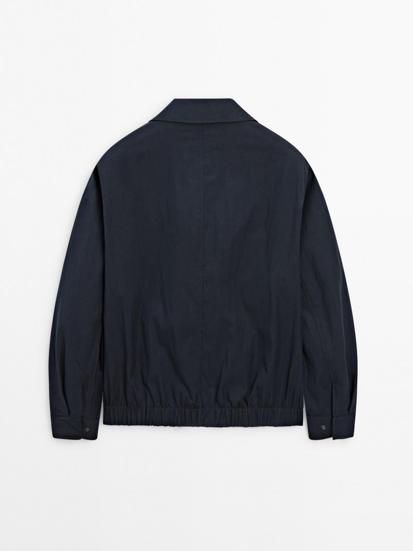 Massimo Dutti Twill Snap Button Men Jacket Navy | US-PK1964320