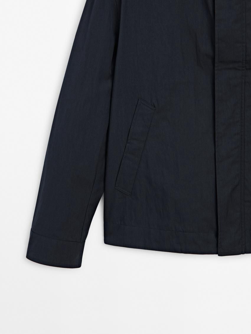 Massimo Dutti Twill Snap Button Men Jacket Navy | US-PK1964320