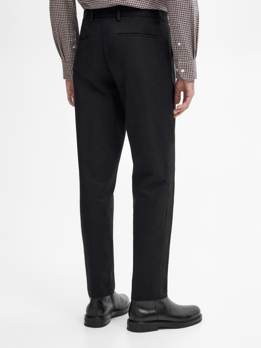 Massimo Dutti Twill Tapered Fit Cotton Men Trousers Navy | US-DX0432169