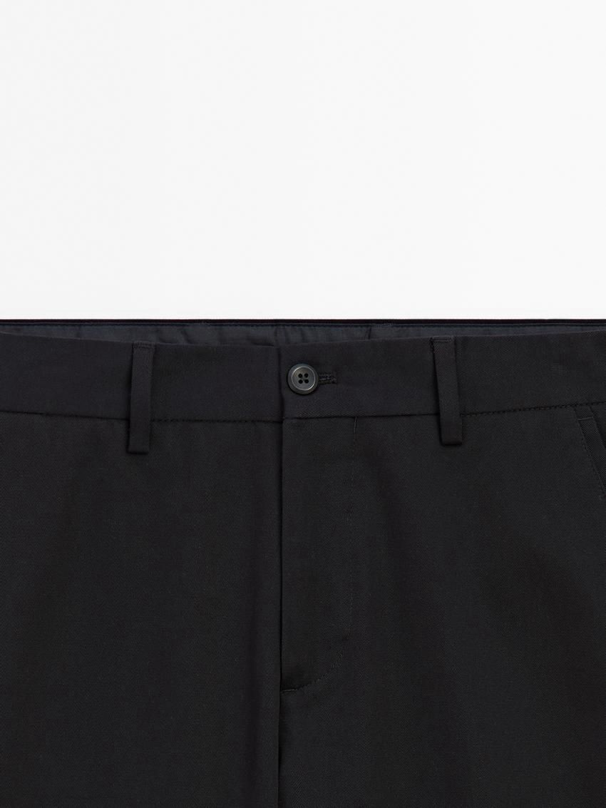 Massimo Dutti Twill Tapered Fit Cotton Men Trousers Navy | US-DX0432169