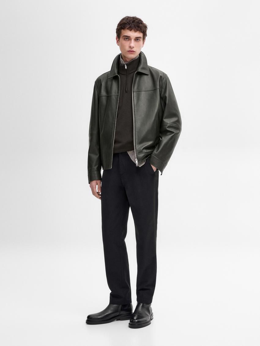 Massimo Dutti Twill Tapered Fit Cotton Men Trousers Navy | US-DX0432169