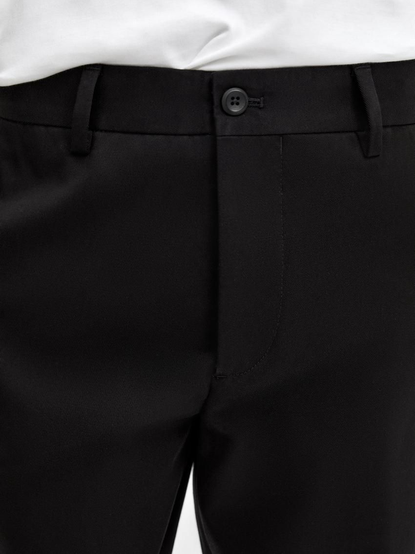 Massimo Dutti Twill Tapered Fit Cotton Men Trousers Black | US-VF1493827