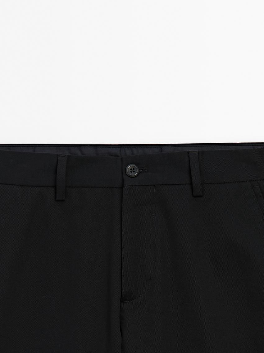 Massimo Dutti Twill Tapered Fit Cotton Men Trousers Black | US-VF1493827