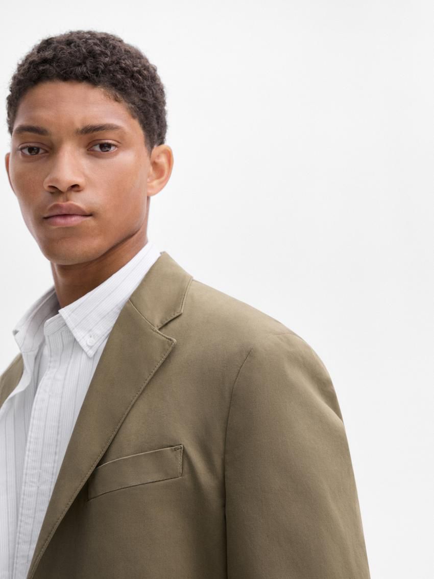 Massimo Dutti Twill With Pocket Details Men Blazer Beige | US-MN1540268