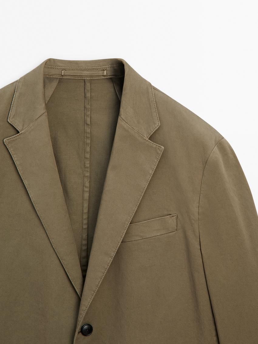 Massimo Dutti Twill With Pocket Details Men Blazer Beige | US-MN1540268