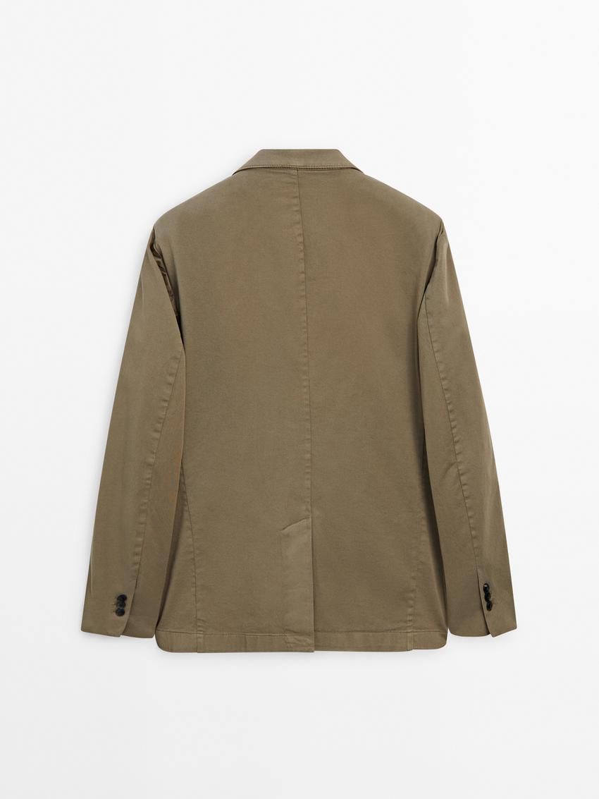 Massimo Dutti Twill With Pocket Details Men Blazer Beige | US-MN1540268